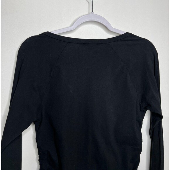 Standard James Perse Top Womens 3 Large Black Long Sleeve Ruched Side Tee Shirt - Picture 5 of 14